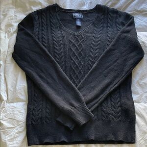 Chaps Black Sparkly V-Neck Sweater